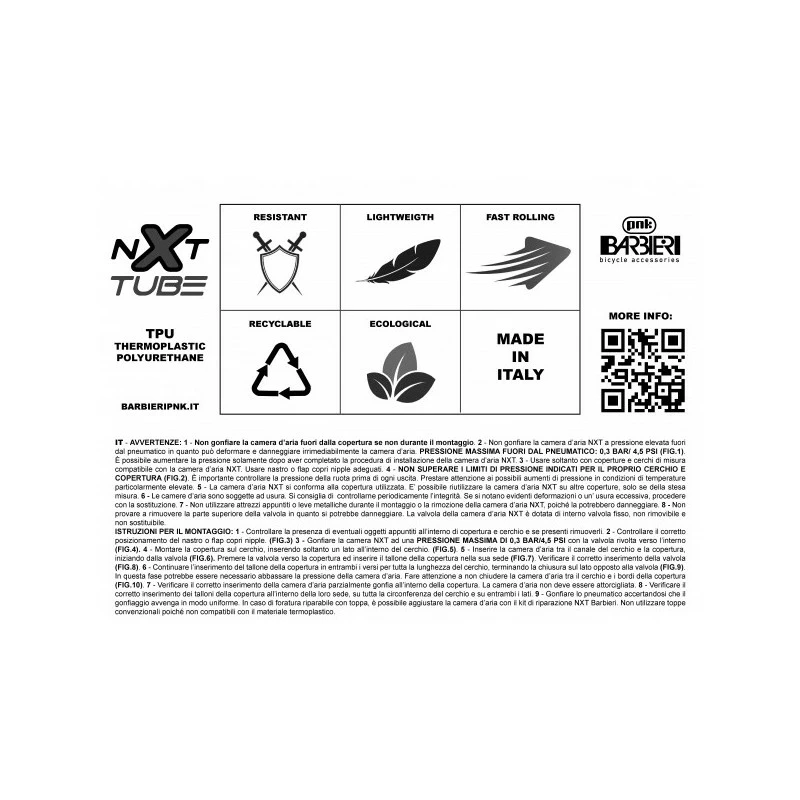 Camera D'aria Antiforatura BARBIERI NXT ROAD 700X23-32 45 Gr - immagine 5