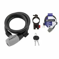 Lucchetto FORCE Con Cavo A Spirale 185x8 E Supporto