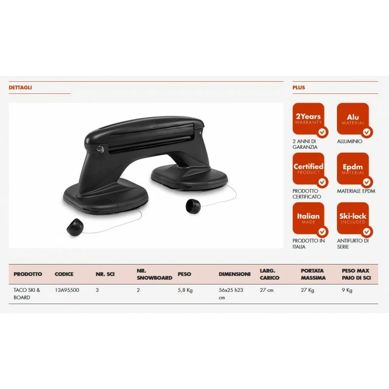 Portasci Magnetico Da Tetto FABBRI TACO SKI & BOARD - immagine 2
